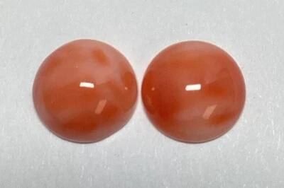 2 кабошона ангельская кожа коралл 10 мм 6,5 карата из старых запасов 1950-е No191 - Изображение 1 из 4