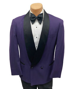 Mens Raffinati Purple Double Breasted Tuxedo Jacket with Black Satin Lapels 42R