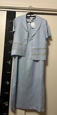 Coldwater Creek льняной вискозы бак платье куртка комплект новый без ЯРЛЫКОВ SZ 10 светло-синий новый без ЯРЛЫКОВ - Изображение 1 из 4