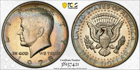 1978-P KENNEDY HALF DOLLAR PCGS MS64 COLOR BU UNC GORGEOUS CHOICE TONED Cover