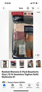 Reebok Womens 5-Pack Boyshorts Size L 12-14 Seamless Tagfree Solid Multicolor - Picture 1 of 4