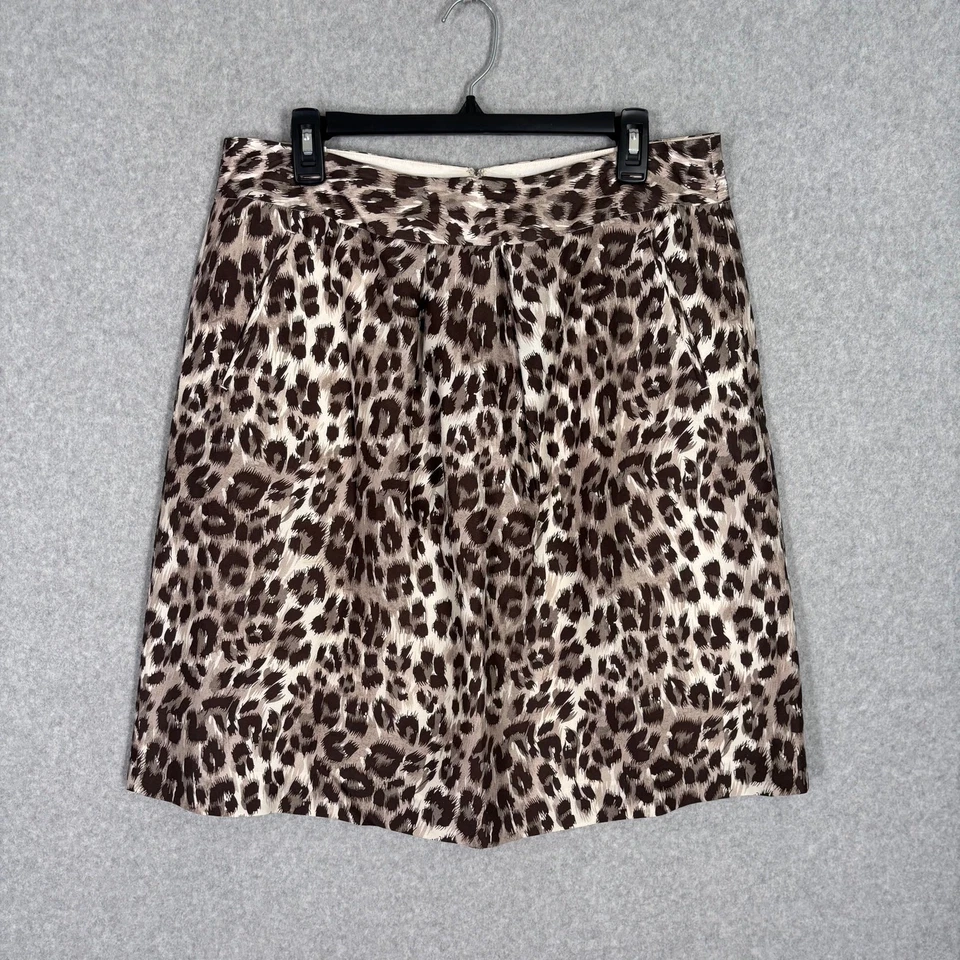 Falda Banana Republic 12 Bolsillos Plisados Leopardo Seda Academia Neutrales Carrera Foto 1 de 4