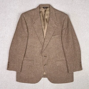 Vintage 80s Bill Blass Linen Hopsack Blazer Sport Coat Jacket Men 41S Tan 2B USA - Picture 1 of 13