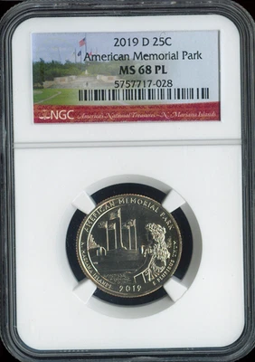 2019-D American Memorial Park Quarter NGC MS68 PL Holiday Sale 🎁 - Image 1 of 2