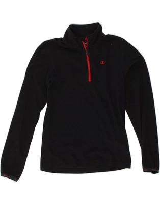 CHAMPION Boys Zip Neck Fleece Jumper 11-12 Years Large  Navy Blue NY13 - Image 1 of 3