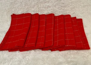 Set 8 Tovaglioli Panno Natalizio Rosso con Oro Metallizzato 17” x 17” Nuovi - Foto 1 di 2