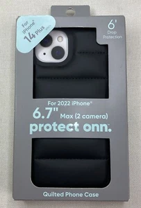 Quilted Phone Case for iPhone 14 Plus Black Puffer NEW - Picture 1 of 6