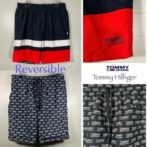 Tommy Hilfiger Shorts Mens Large Tommy Jeans Red White Blue Reversible Logo - Picture 1 of 8