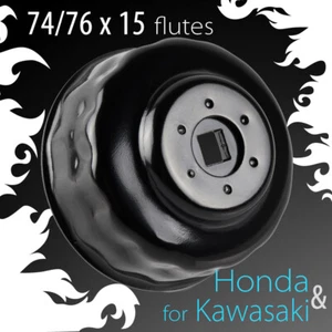 VAWiK cap type oil fuel filter wrench 74/76mm x 15 flutes fits Kawasaki Honda … - Picture 1 of 3