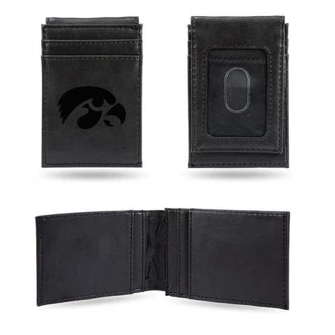 Iowa Hawkeyes Laser Engraved Black Front Pocket Wallet/Money Clip Cover