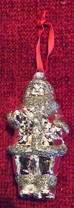 POTTERY BARN Mercury Glass Santa with German Glitter ORNAMENT NIB - Picture 1 of 4