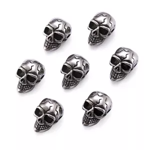 10 pcs Antique Silver Skull 304 Stainless Steel Beads Crafts 14x9x9mm Hole 1.5mm - Picture 1 of 8