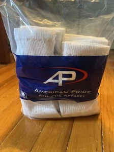 American Pride Men's Shoe Size 7-12 White Cotton 6 Pack Crew Athletic Socks NWT - Picture 1 of 10