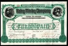 1895 Washington State - Rainy Mining Co Uncancelled Ex Rare Stock Certificate