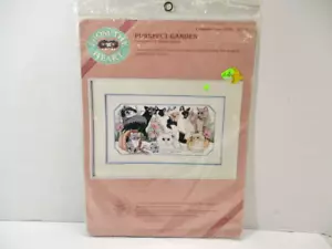 1987 DIMENSIONS Counted Cross Stitch Kit Purrfect Garden Cats #53522 NEW E Hayes - Picture 1 of 11