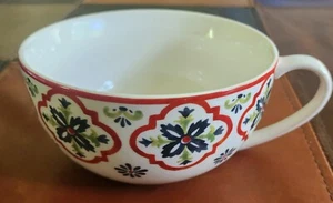 222 Fifth Mercana Handled Porcelain Soup Bowl Abstract Floral - Picture 1 of 7