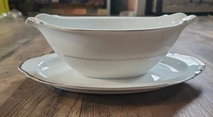 Harmony House China Mary 3835 White w/ Platinum Trim GRAVY BOAT - Picture 1 of 9