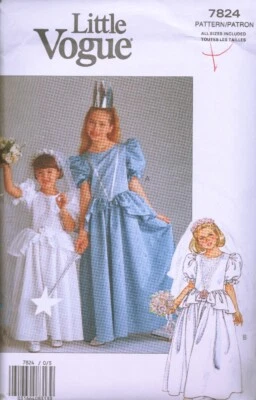 Vogue Costume Pattern 7824 Bride & Princess Girl's Sizes 4-14, NEW  - Image 1 of 2