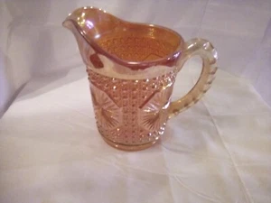 Antique Imperial Carnival Glass Marigold Pint Pitcher Amelia Star Medallion - Picture 1 of 4