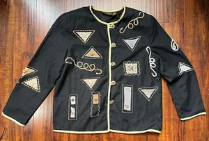 Allure Vintage Long Sleeve Button light Jacket Black Size Large 80s, 90s, Y2K - Picture 1 of 7
