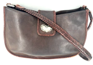 Borsa a tracolla vintage anni 90 FOSSIL pelle marrone borsetta borsetta manico tessuto 75082 - Foto 1 di 13