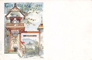 Suisse - NEUCHÂTEL - Illustration - Tir Fédéral 1898 - Ed. W. Kaiser 7318 - Imagen 1 de 2