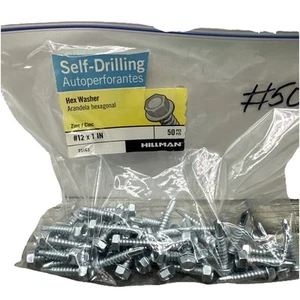 #12 x 1 Zoll Sechskantscheibe selbstbohrende Schrauben Edelstahl Metall Stck 50 Hillman - Bild 1 von 5