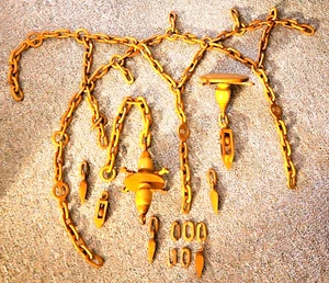 Hand Carved Folk Art~ Rustic & Wooden~ 100+ Links of Chain, Cabin & Lodge Decor! - Picture 1 of 14