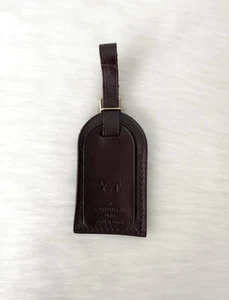 ✨Auténticas iniciales de etiqueta de equipaje de cuero marrón vino oscuro LOUIS VUITTON Y.T - Imagen 1 de 14