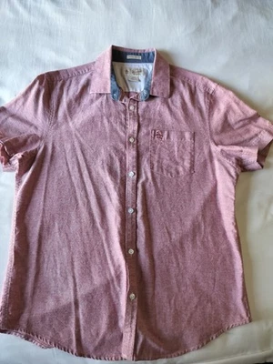 Camisa Salmón Para Hombres Grande Botón Frontal Lino Original Penguin de Munsingwear Delgada Foto 1 de 4