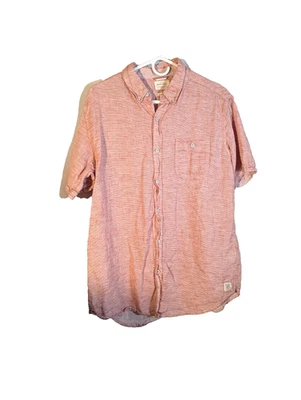 Original Weatherproof Vintage L washable linen red/white stripe shirt men's preo - Image 1 of 4