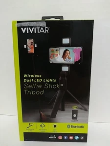 Vivitar Wireless Dual LED Lights Selfie Stick Tripod & Bluetooth Remote New Read - Picture 1 of 6