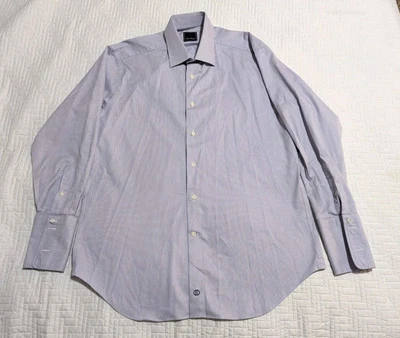 Camisa de vestir David Donahue para hombre 16,5 32/33 púrpura puño francés algodón abotonada GC Foto 1 de 4