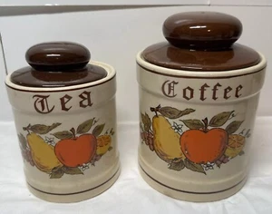 Vintage flower coffee tea ceramic canister set Of Two - Picture 1 of 9