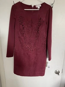 Womens Jessica Simpson Cabernet Dress Suede Look Cut Out Detail on Front Size 8 - Picture 1 of 6