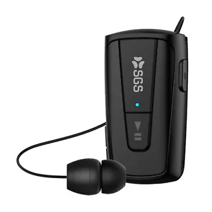 AURICOLARE MONO SGS CAVO RETRATTILE BLUETOOTH CHIUSURA A CLIP NERO BLACK - Foto 1 di 1