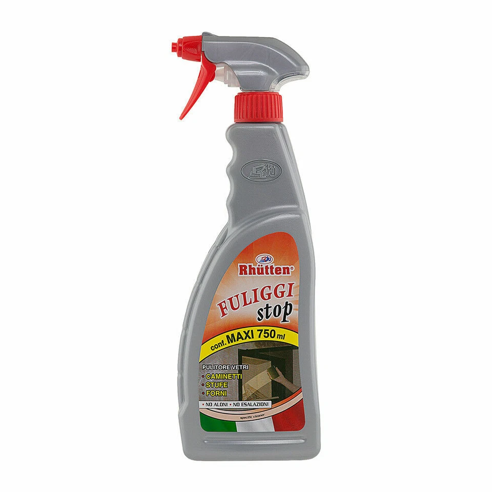 Detergente Stufe spray per pulizia vetro di termo camini Rhutten Fuliggi Stop