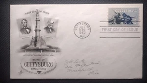Vintage Historic Battle of Gettysburg FDC Stamped Envelope 1963. Civil War Stamp - Picture 1 of 1
