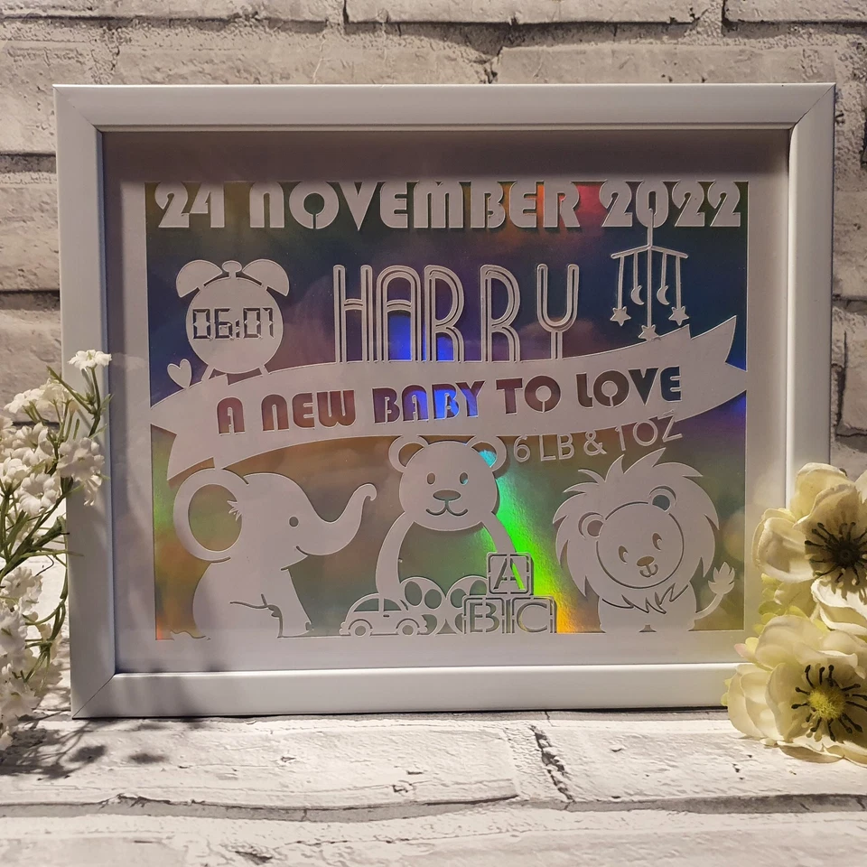 Nuevo Bebé Regalo Marco Personalizado Bebé Detalles Nacimiento Póster Arte Infantil Foto 1 de 1