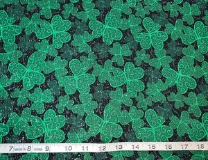 NEW St Patrick Swirl Clover Sparkle Fabric 100% Cotton 13"L x 44"W Last Piece - Picture 1 of 4