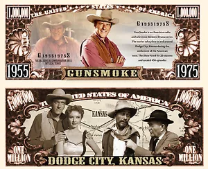 GUNSMOKE Billet 1 MILLION DOLLAR US ! Collection WESTERN Série TV Américaine USA - Afbeelding 1 van 1