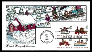USA, SCOTT # 2711-2714, COLLINS HANDPAINTED FDC COVER - 1992 CHRISTMAS GREETINGS - Picture 1 of 1