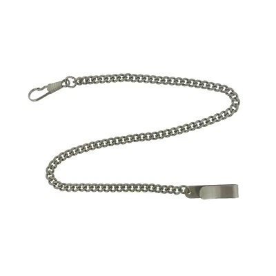 Pocket Watch Chain Stainless Steel Fob Curb Link Design Clip End Matte - 14" - Image 1 of 2