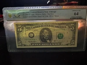 1995 $5 FRN Star Note PCGS Choice Uncirculated New 64 Fr. 1985-G* Chicago Beauty - Picture 1 of 3