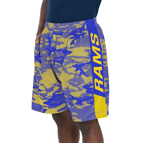 Zubaz Men's NFL Los Angeles Rams Lightweight Shorts with Camo Lines Cover