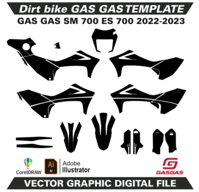 GAS GAS SM 700 ES 700 2022-2023  Template Vector Format Ai CDR EPS PDF M181 - Image 1 of 2