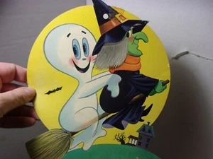 Vintage Antique Die Cut Cardboard Witch & Ghost Halloween - Picture 1 of 8