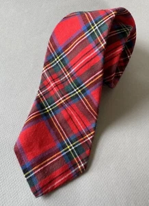 BERT PULITZER Silk Wool Blend RED Tartan Plaid MEN'S TIE Free Shipping - Picture 1 of 5
