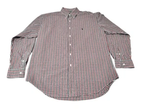 Ralph Lauren Men's Marlowe Plaid Red Navy Blue 100% Cotton Long Sleeve Collared - Picture 1 of 6