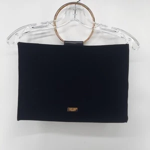 Carolina Herrera Buena Chica Negro Bolso Terciopelo Oro Metal Manija Cuadrada - Imagen 1 de 14